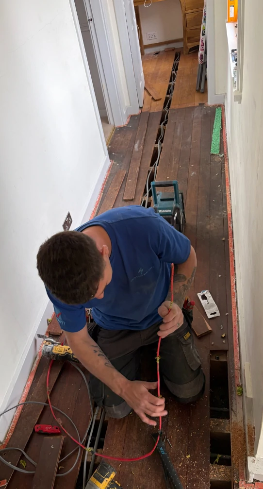 Lightwork Electrical electrician working on-site in Monmouth