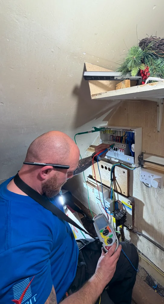 Lightwork Electrical electrician working on-site in Penarth