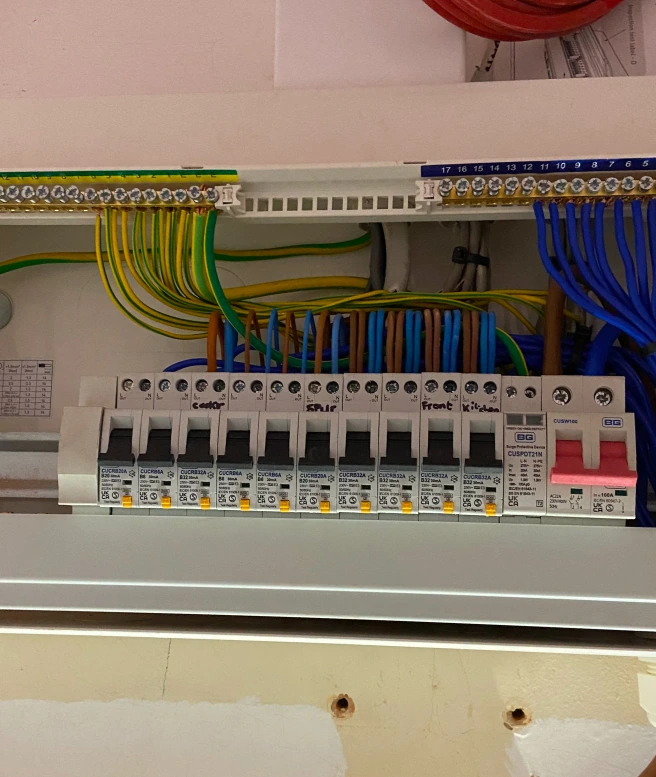 Fuse board replacement being carried out