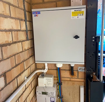 Professional commercial electrician at work